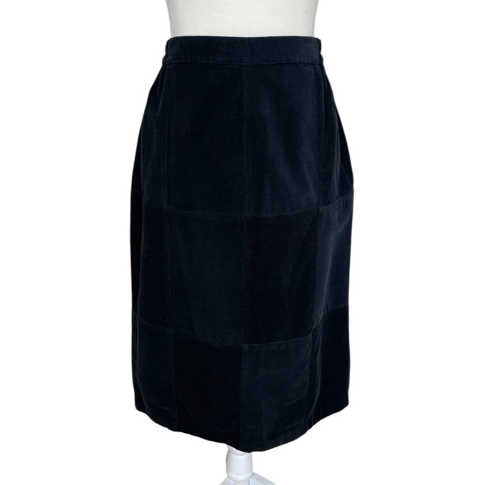 Vintage Susan Bristol Corduroy Patchwork Skirt Black Size 8 Boho Hippie Chic